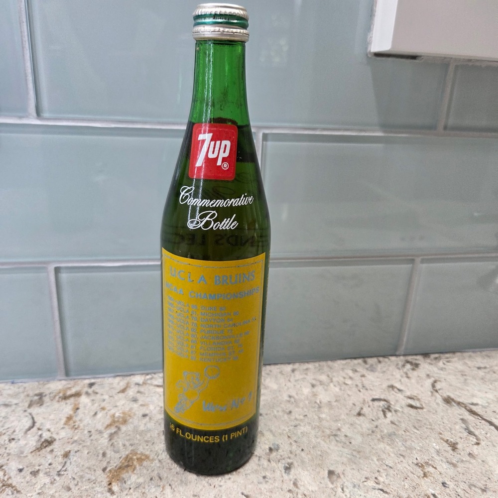 7up Commemorative Bottle UCLA Bruins John‎ Wooden NCAA Championships Soda